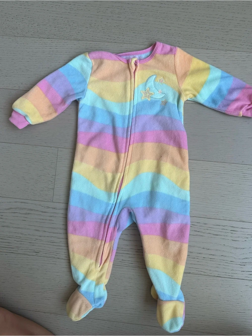Baby Rainbow Stripe Footed One-Piece Sleeper - Pastel Multi